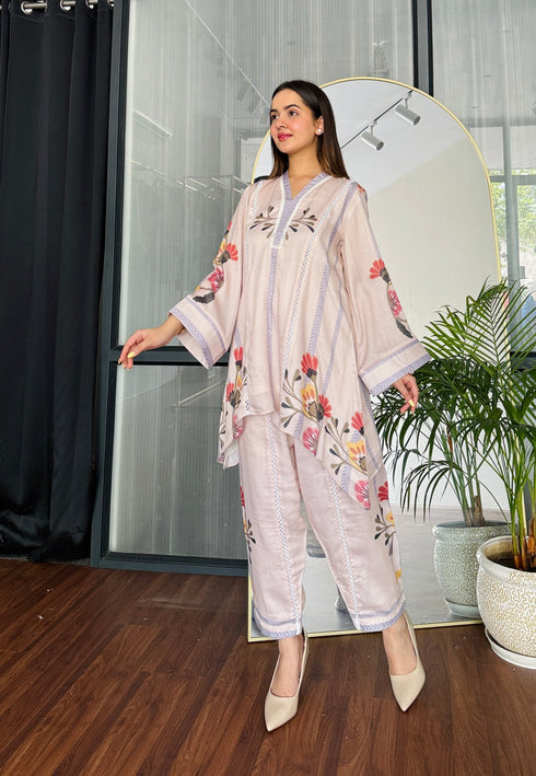 Floral Veil Summer Kurta Set